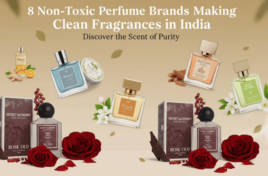 8 non-toxic clean perfume brands in India, featuring organic solid balms and liquid EDPs for men and women.