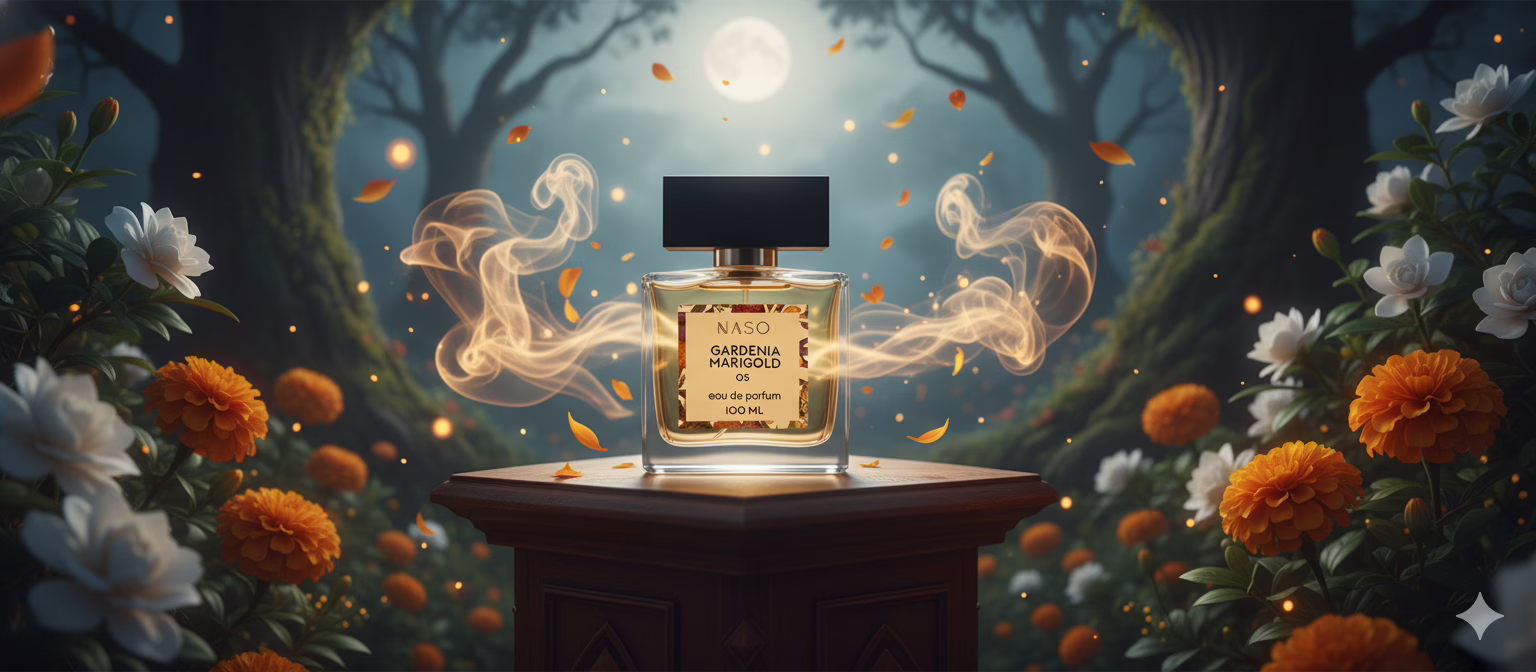 NASO Unisex Gardenia Marigold Eau de Parfum (100ml) is a chemical-free fragrance made from 100% pure Attar base.
