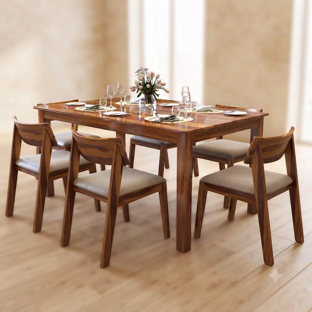 Driftingwood's 6-seater Liana or Maharaja solid sheesham dining table set