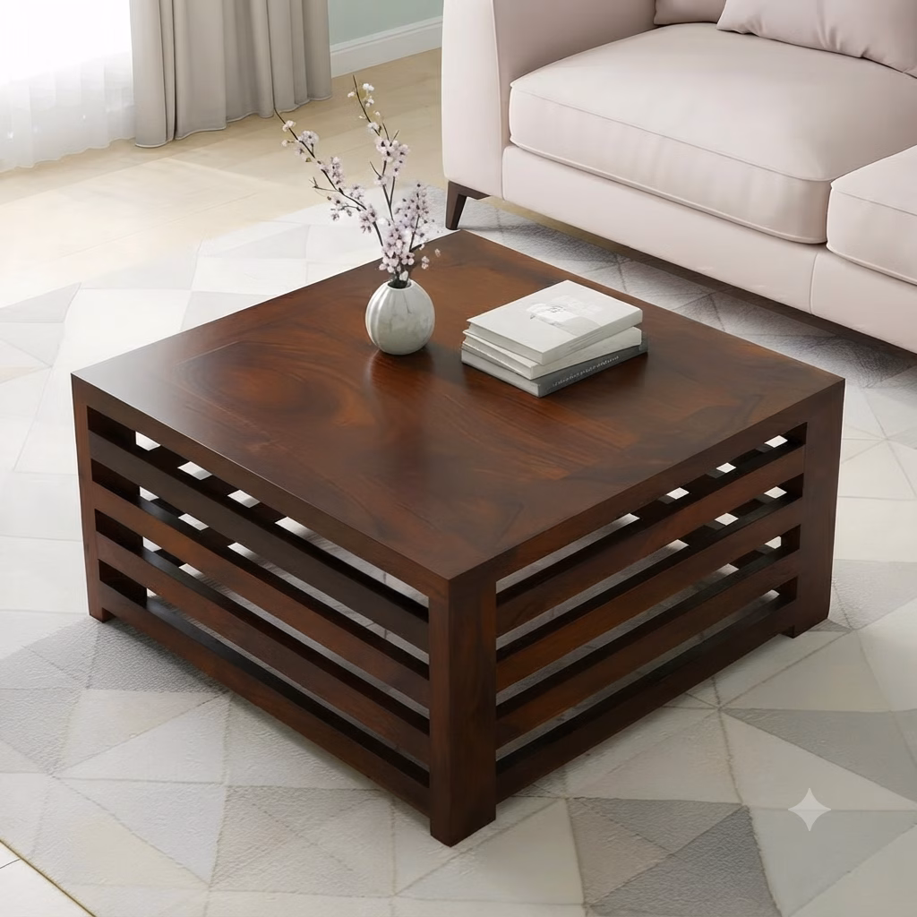 Vaaree's Tervon or Qervon solid sheesham wooden center table