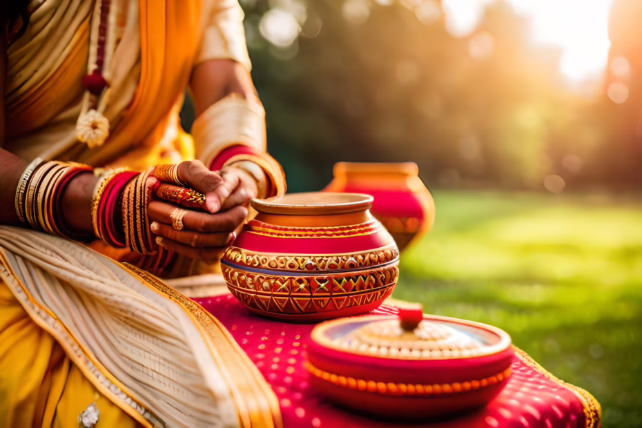 woman-holding-pot-on-grass-with-sun-shining_